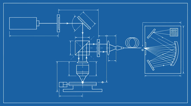 Technical blueprint schematic diagram vector for engineering design.