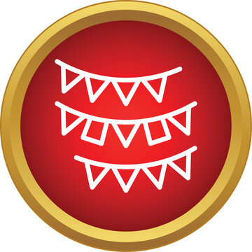 White outline bunting flags icon representing celebration, festival, and party decoration