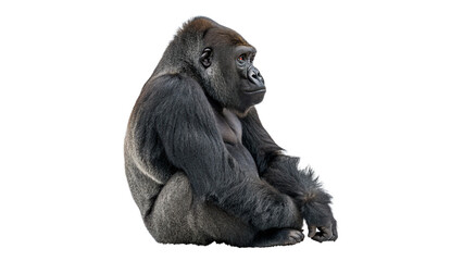 Large wild silverback gorilla sitting peaceful mammal isolated on transparent background Png cut out ©  Morozova-png