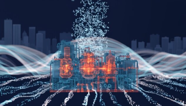 Medium shot capturing a computer screen with realtime anomaly alerts from a digital twin system emphasizing predictive maintenance and proactive equipment management.