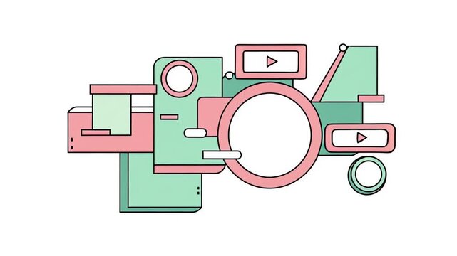 Digital content creation interface with moving geometric elements