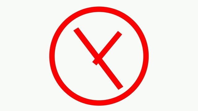 Reject sign animation cross. Not approved 