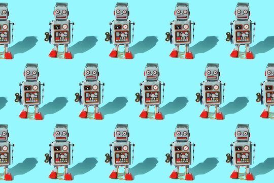 Pattern of vintage robot toys