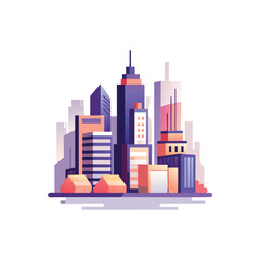 Obraz premium Colorful pixel art city skyline illustration