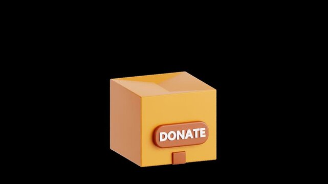 Cardboard donation box with food items supply chain operations