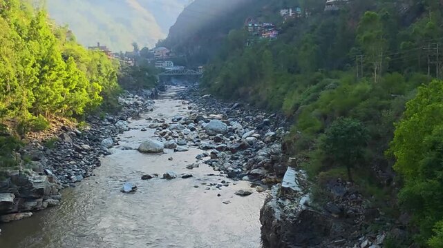 Mountain Stream Flowing Through Kinnaur Valley