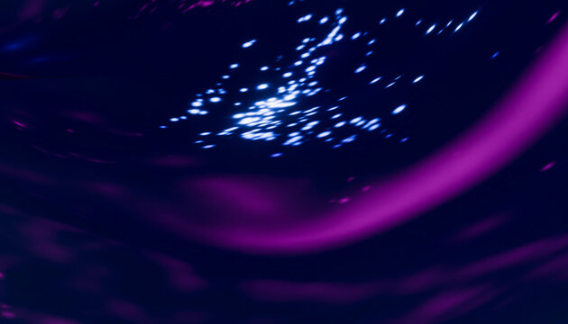 Abstract dynamic purple light wave with glowing particle effect