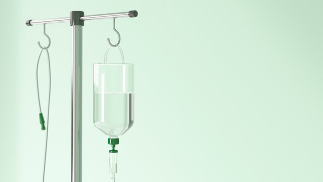 3d rendering of an IV drip stand with copy space for medical care