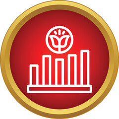 Obraz premium Icon displaying a rising bar chart with a flower, representing business growth and ecological development