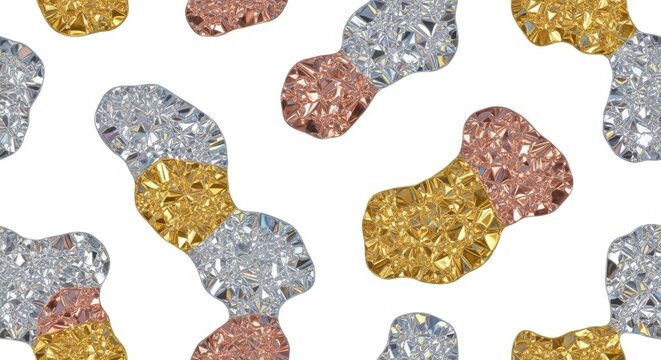 Sparkling metallic abstract shapes pattern seamless background gold rose silver festive