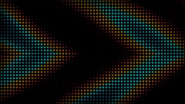 Abstract digital background with glowing blue and orange dots arranged in a geometric pattern