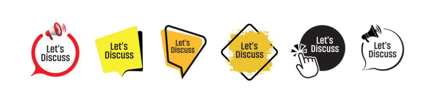 Let's Discuss sign on white background