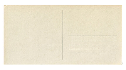 Blank aged postcard with horizontal lines for writing, isolated on transparent background © Nina