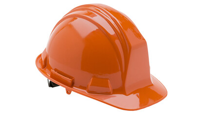 Fototapeta premium Shiny orange hard hat safety equipment for construction workers, isolated on transparent background