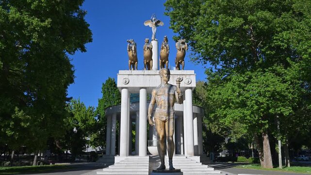 Prometheus monument statue in the Women's Park of Skopje, Macedonia