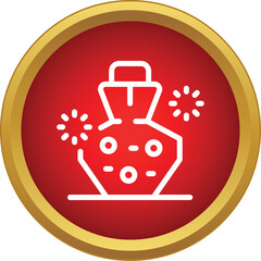 Obraz premium Alchemical elixir in a bottle icon with radiating particle effect