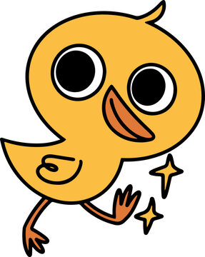 adorable duck mascot design, hand drawn cute duck sticker