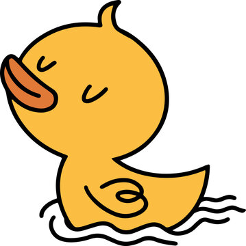 cute duck swimming hand drawn sticker, adorable duck character design