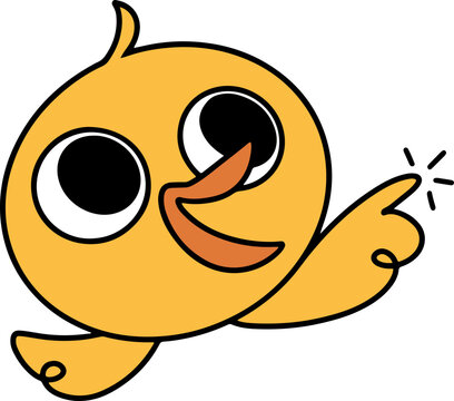 cute pointing duck hand drawn illustration, adorable duck sticker