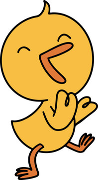 happy duck character design, cute duck hand drawn sticker