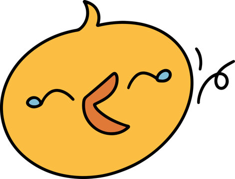happy duck hand drawn sticker, cute duck character design