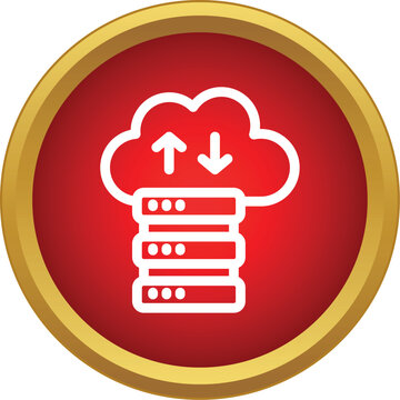 Cloud computing icon showing data transfer with server storage
