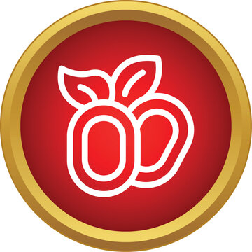 Dates fruit icon in a red circle with gold border representing natural sweetness