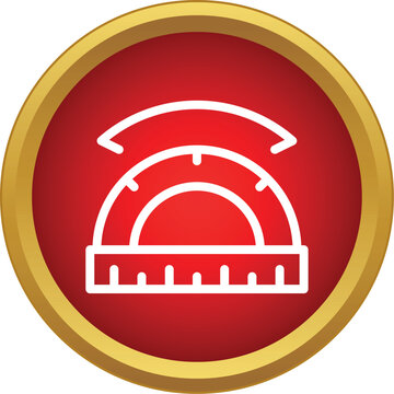 Protractor icon measuring angles within a red circle, symbolizing education and mathematics