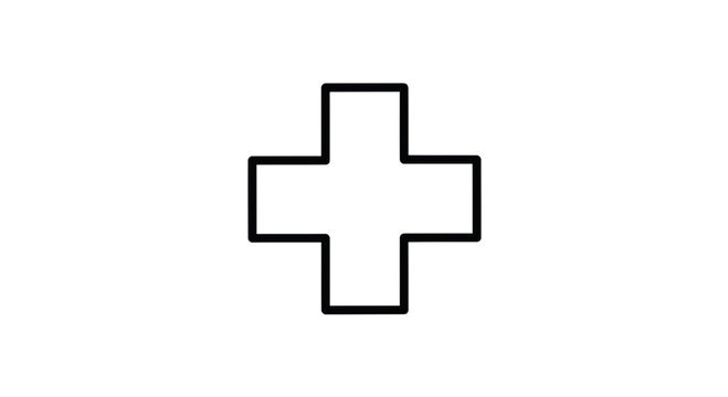 Simple black outline plus sign cross symbol