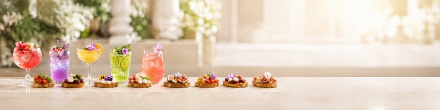 Floral Mocktails With Bruschetta And Copy Space