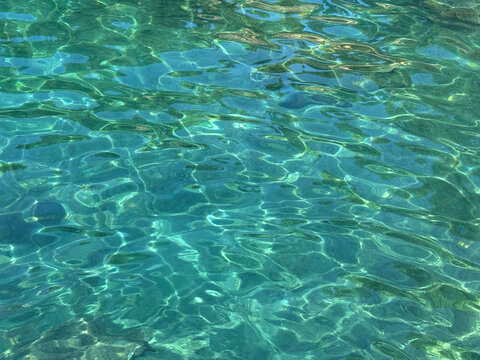 Beautiful sea blue turquoise clear water with rocky seabed.