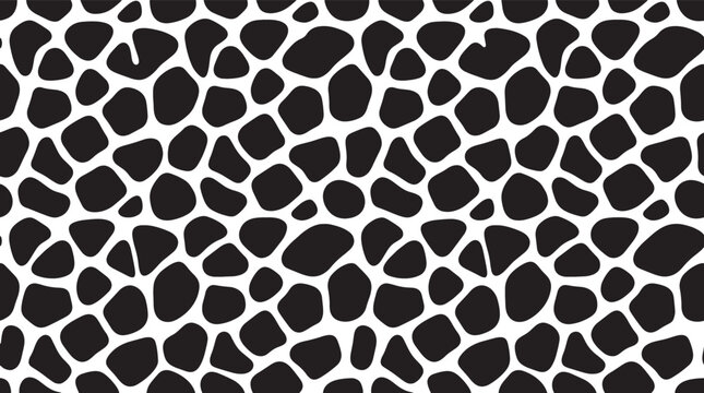 Black and white organic pebble pattern seamless vector background with irregular rounded shapes for modern graphic design