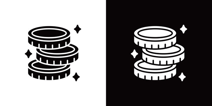 積まれたコインのアイコン キラキラ お金