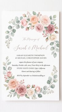 Elegant Watercolor Wedding Invitation Frame