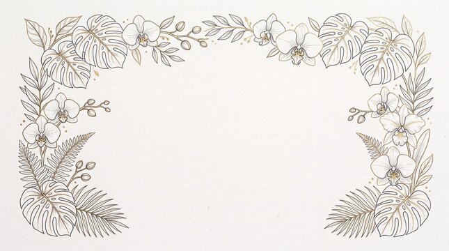 Minimalist Gold Foil Floral Border
