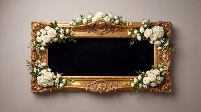 Luxurious Golden Baroque Floral Frame