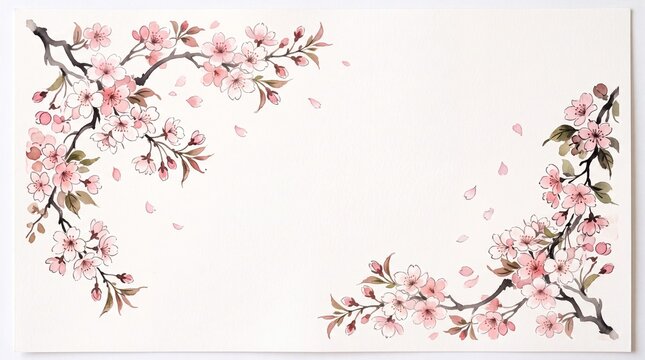Japanese Cherry Blossom Corner Frame