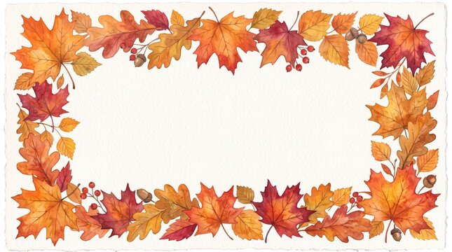 Watercolor Autumn Leaves Frame
