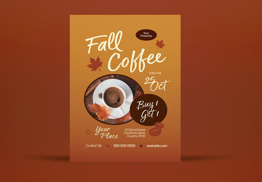 Brown Vintage Fall Coffee Promotion Flyer Layout