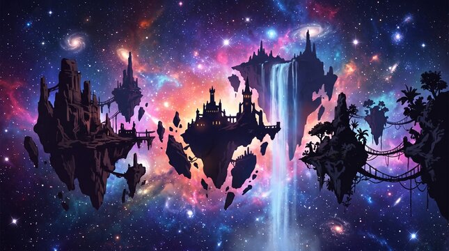 Fantasy Floating Islands Silhouette
