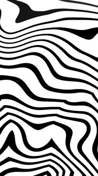 Vertical zebra animation featuring monochrome wavy lines in a simple abstract pattern.