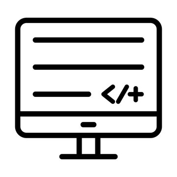 Code Editor Monitor Vector Icon Illustration