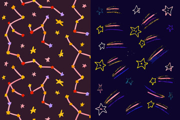 whimsical constellations and shooting stars vector astronomy © Vector Craft