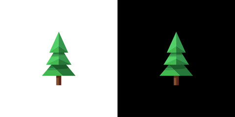Obraz premium Minimalist Flat Design Pine Tree Icon on White and Black Backgrounds