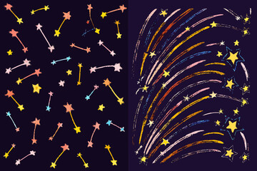 shooting stars whimsical vector illustration night sky © Vector Craft