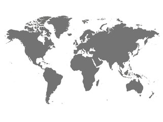 Fototapeta premium Grey world map silhouette isolated on white background