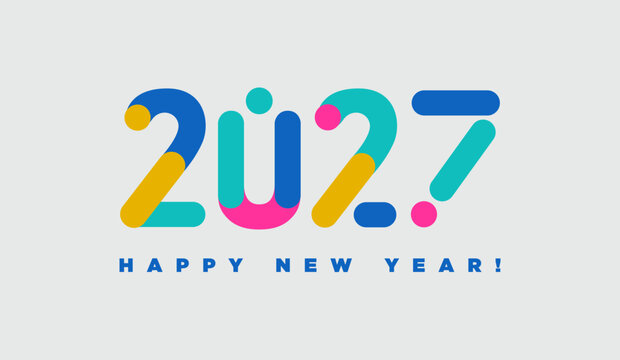 Happy New Year 2027 Typography Text Design Vector