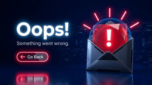 Critical system error notification concept featuring glowing red warning diamond in envelope for digital delivery failure