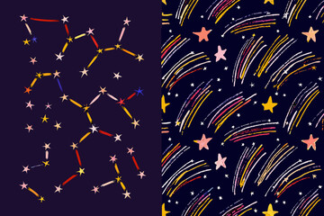 constellations and shooting stars vector pattern astronomy © Vector Artistry