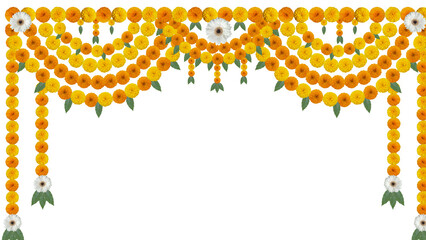 Traditional Indian marigold flower toran garland for festive decoration © DILSHAD24 